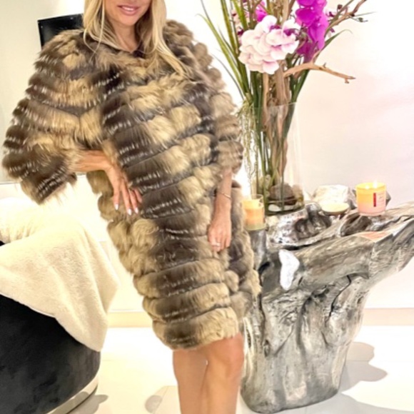 SYMETRIE YVES SALOMON ARCTIC FOX CASHMERE SWEATER COAT - Picture 6 of 14